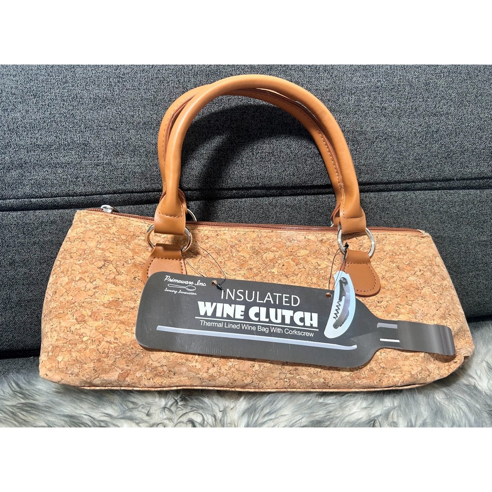 NWT Primeware Insulated Wine Clutch Bag Cork Thermal Lined